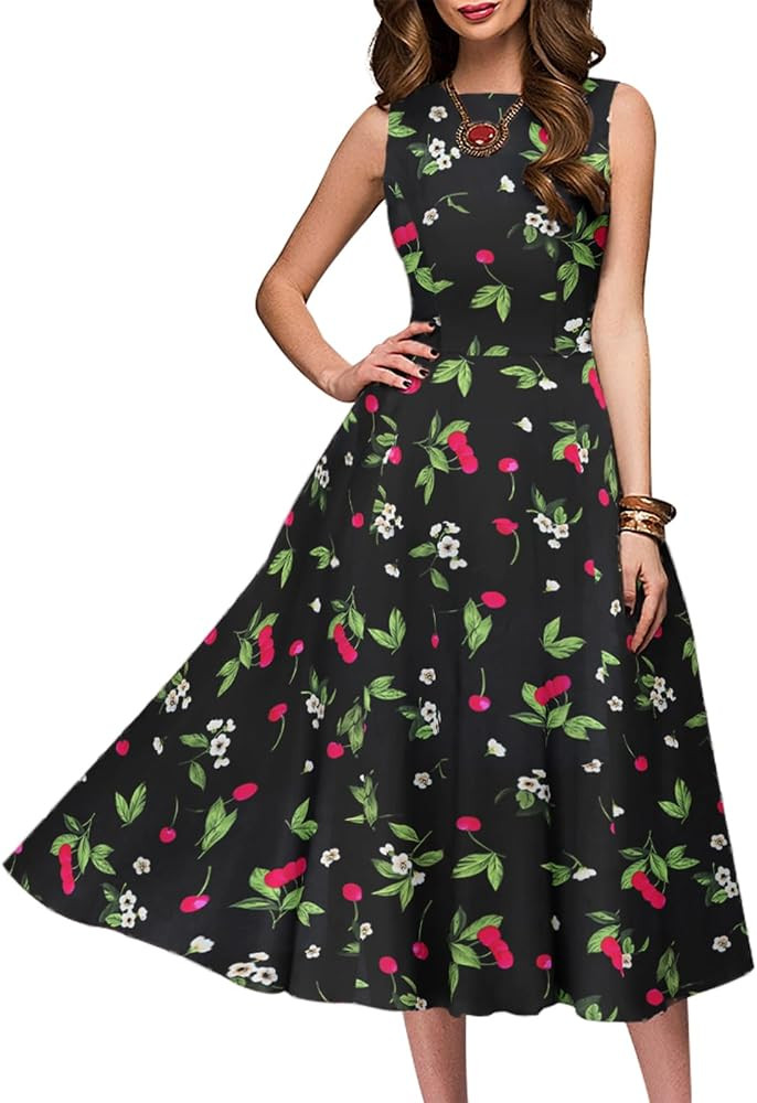 Simple Flavor Women's Vintage 1950s Cocktail Midi Dress | Amazon (US)