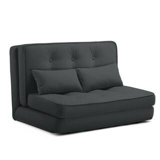 Folding Sofa Bed with Pillows Convertible Sleeper Chair Fold Out Side Chair Bed and Fabric Floor Couch, Black | The Home Depot