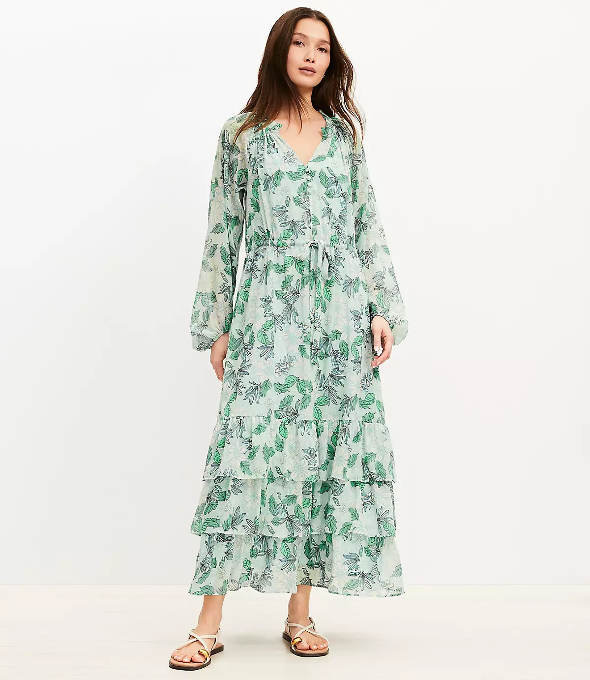 Gardenia Ruffle Maxi Dress | LOFT