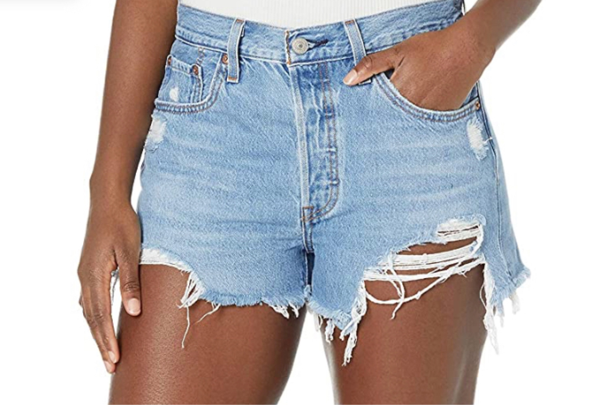 Ripped denim blue Jean shorts on Amazon! Levi shorts 