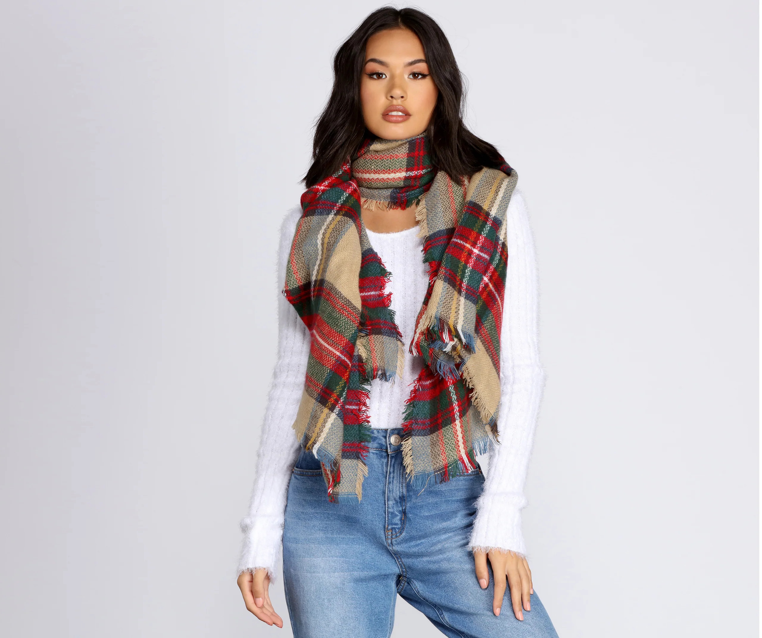 Cozy Plaid Blanket Scarf | Windsor Stores