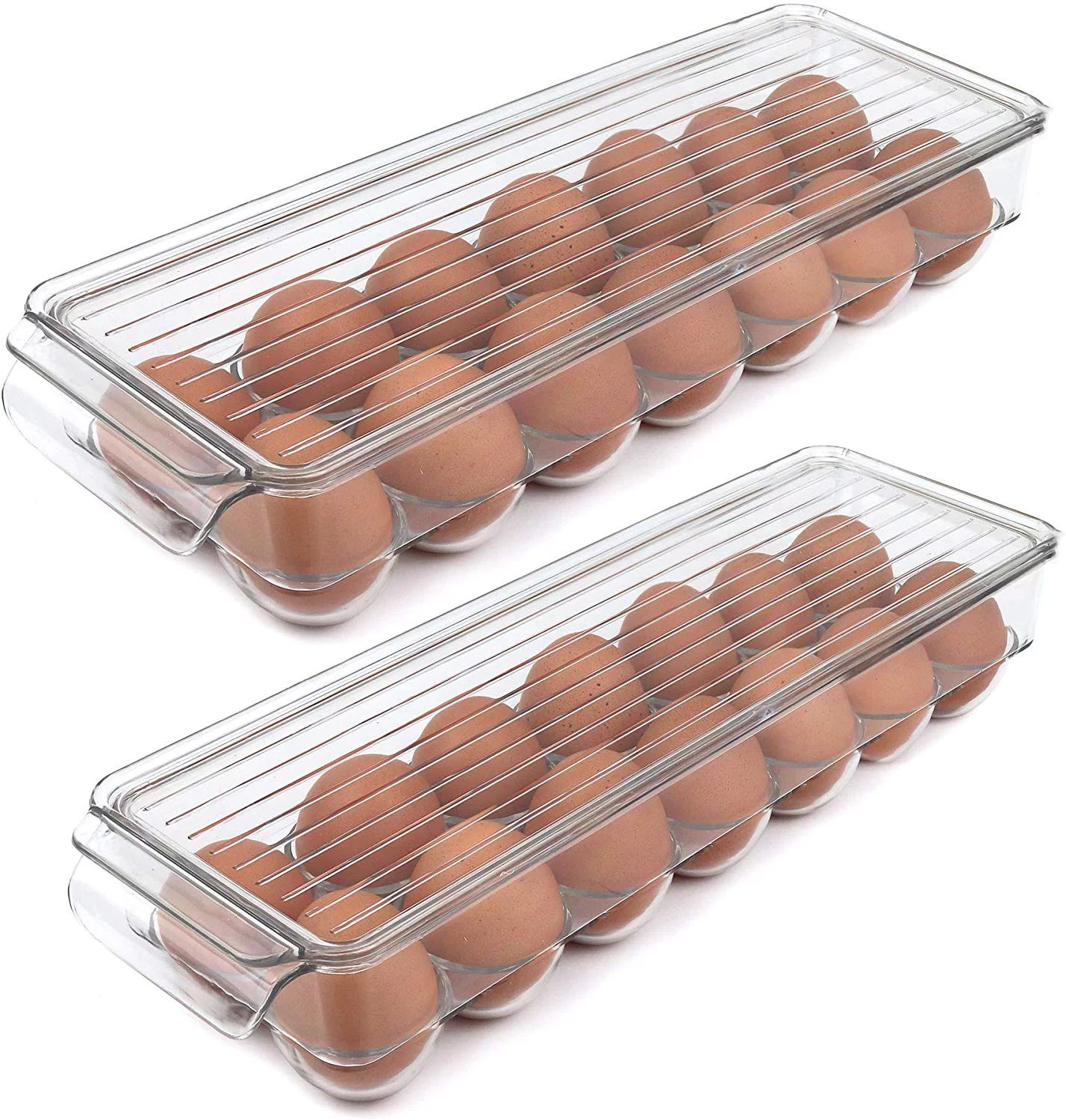Greenco Greenco Stackable Refrigerator Egg Storage Bin Organizer With Lid, Stores 14 Eggs, Clear-... | Walmart (US)