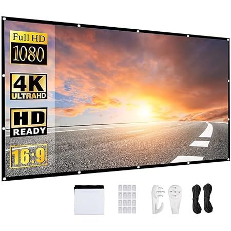 Projector Screen with Stand, Vamvo 120 inch Portable Foldable Projection Screen 16:9 HD 4K Indoor... | Amazon (US)