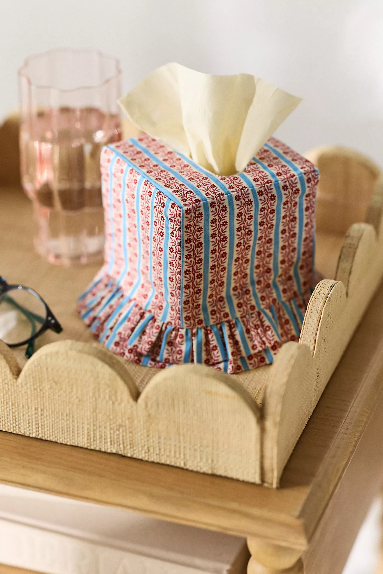 Fabric Printed Ruffle Tissue Box Cover | Anthropologie (US)