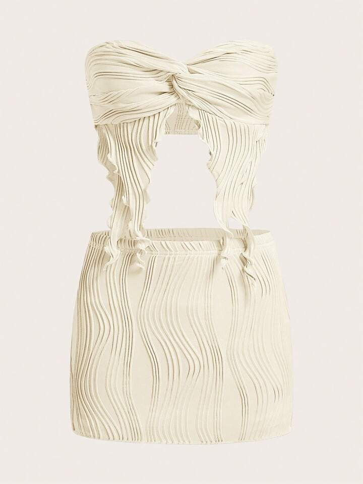 SHEIN ICON Twist Front Tube Top & Bodycon Skirt | SHEIN
