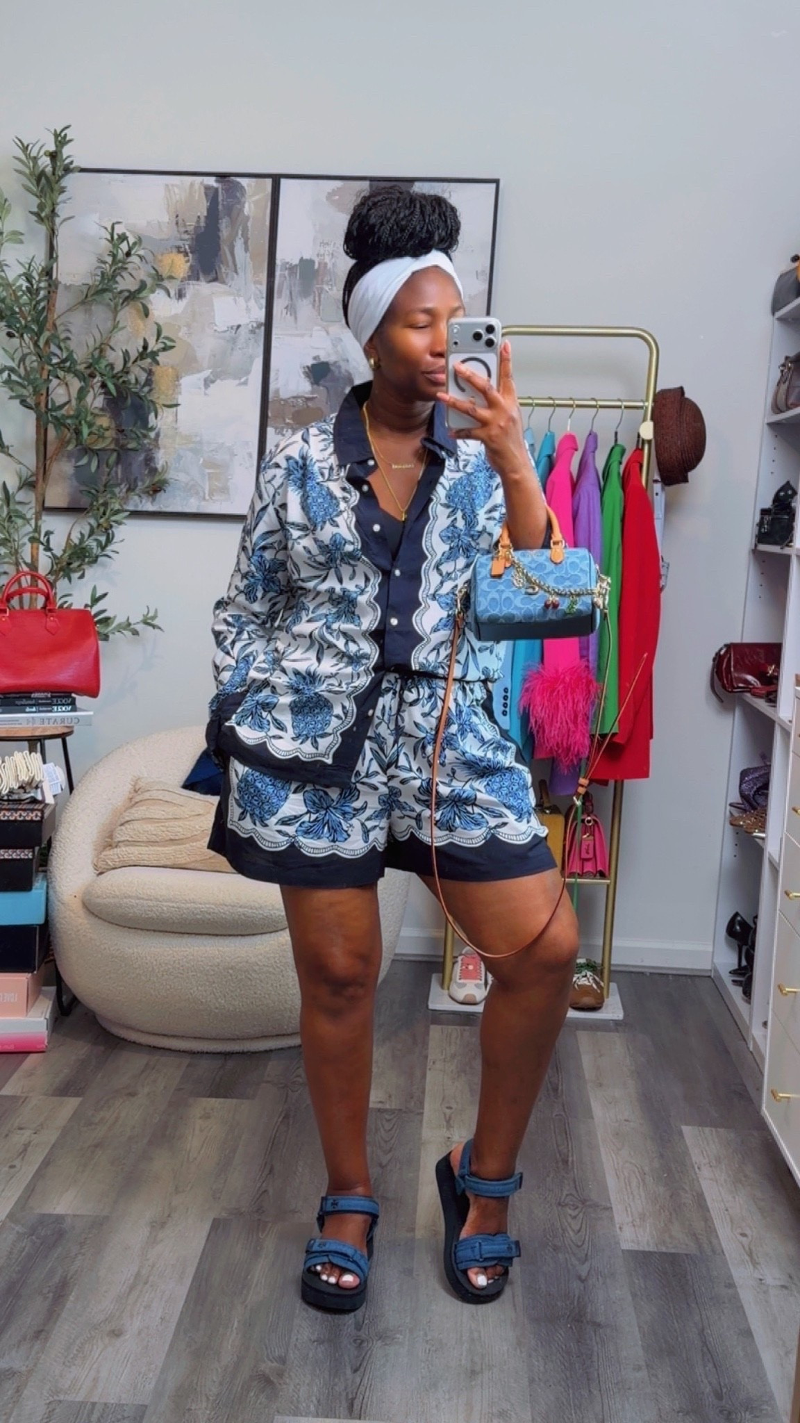 Today’s easy breezy outfit… 
This set is definitely giving lux but for a fraction of the price. 
Wearing a size large top and shorts.
Linking a similar denim sandals, this one is old. #summeroutfit #over40style

#LTKootd #LTKSeasonal #LTKOver40