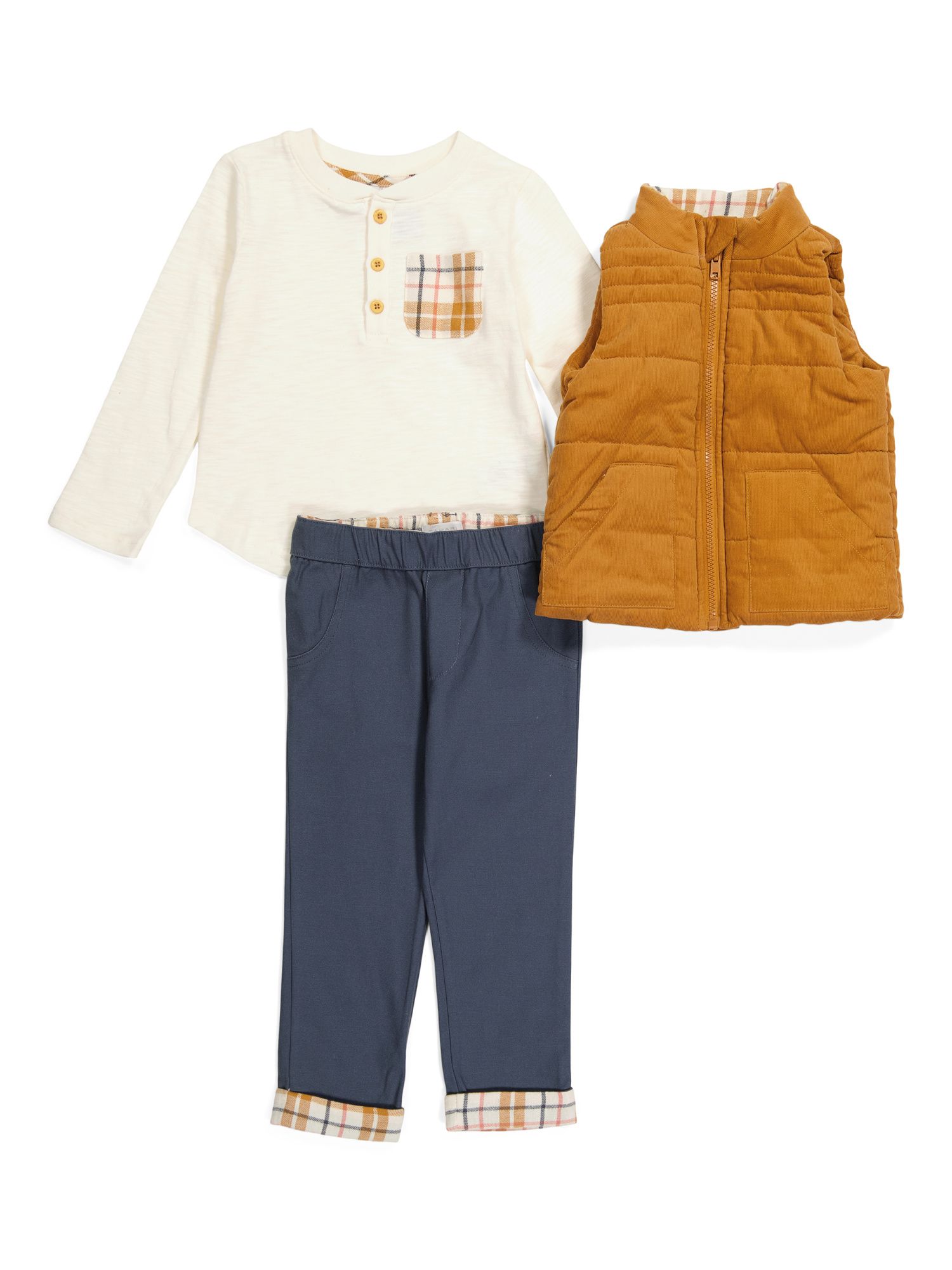 Infant Boys 3pc Corduroy Vest Pant Set | TJ Maxx