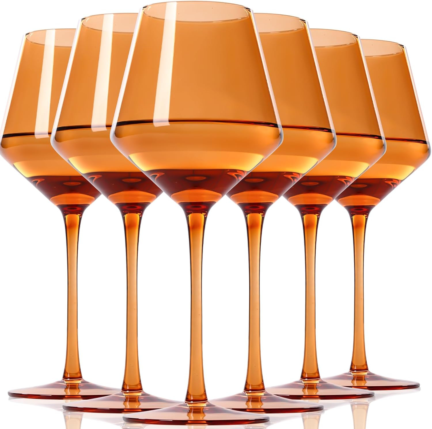 Brown Wine Glasses Set of 6-【Hand Blown】 Crystal Wine Glasses With Tall Long Stem,Amber Glasses for Wine Tasting,Wedding Gift,Anniversary,Christmas,Birthday 16oz | Amazon (US)