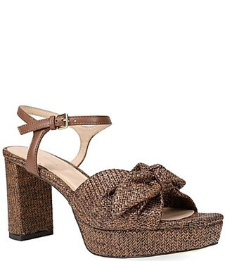 Pelle Moda Penni Raffia Bow Block Heel Dress Sandals - 8.5 | Dillard's