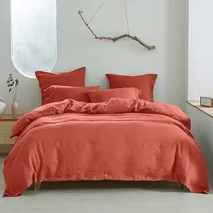 Simple&Opulence 100% Linen Duvet Cover Set 3pcs with Coconut Button Closure Natural French Washed... | Amazon (US)