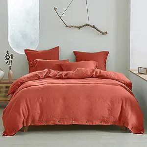 Simple&Opulence 100% Linen Duvet Cover Set 3pcs with Coconut Button Closure Natural French Washed... | Amazon (US)