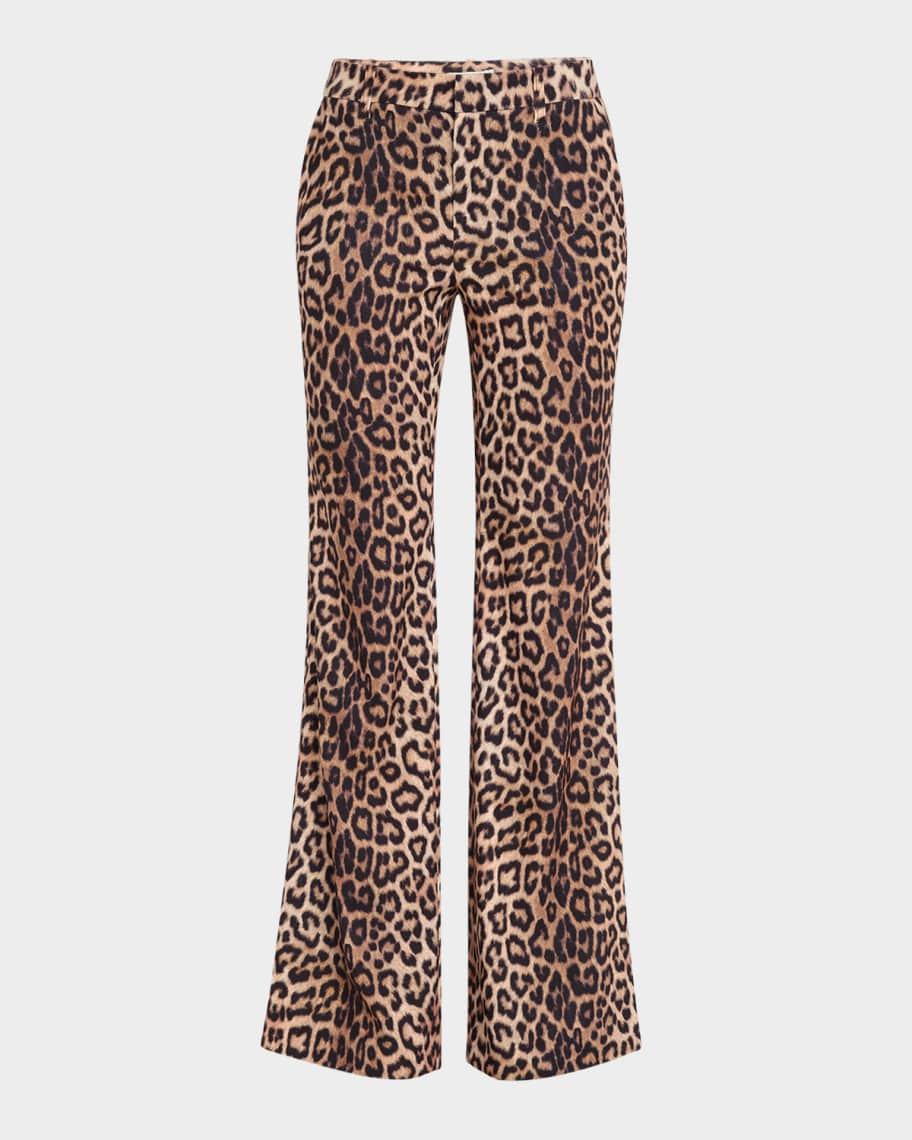 Alice + Olivia Remi Leopard Slim Bootcut Pants | Neiman Marcus