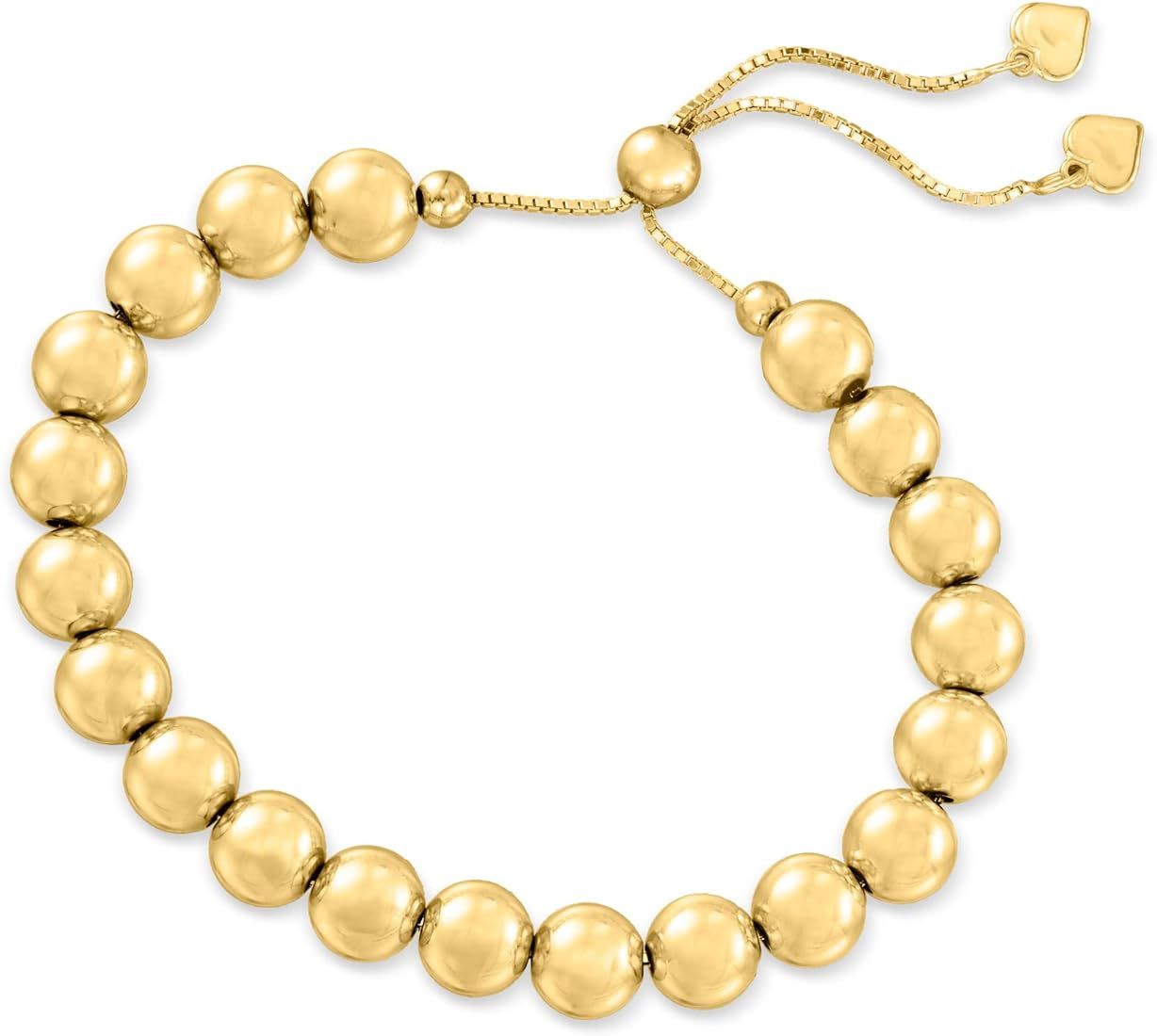 Ross-Simons 8mm Italian 18kt Gold Over Sterling Bead Bolo Bracelet | Amazon (US)