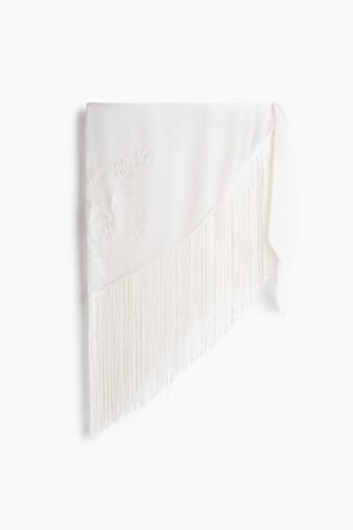H & M - Hip Scarf with Embroidery and Fringe - Cream | H&M (US + CA)