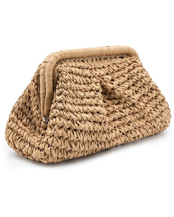 Straw Clutch Purses - Straw Crossbody Bags for Women Woven Purse Straw Beach Handbags Cloud Dumpl... | Amazon (US)