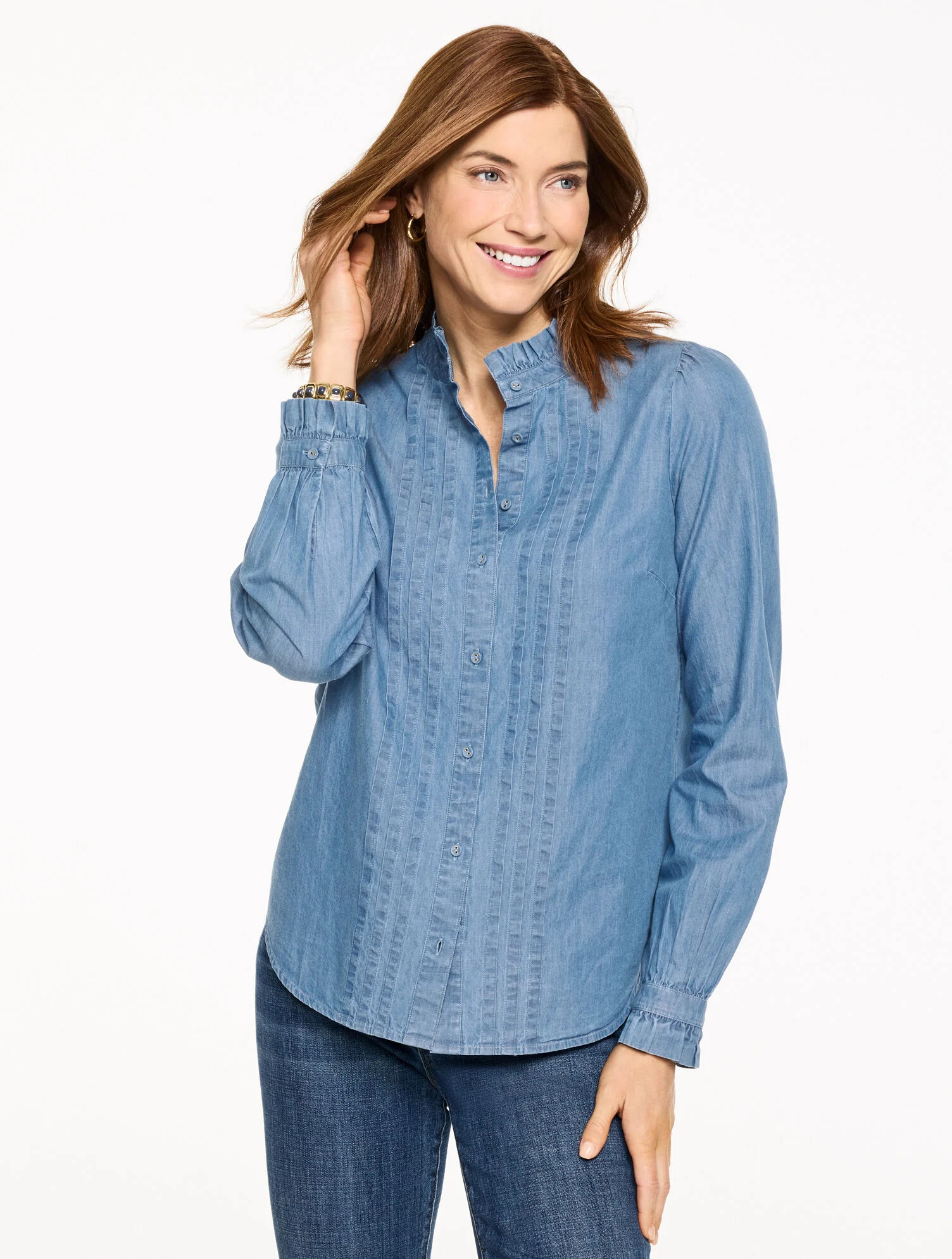 Pintuck Chambray Top - Treadwell Wash | Talbots