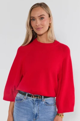 Red Ribbed Waist Sweater | Avara