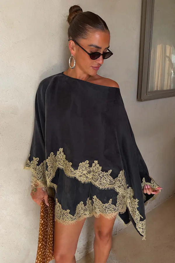 Grey Lace Trim Cape | Never Fully Dressed US