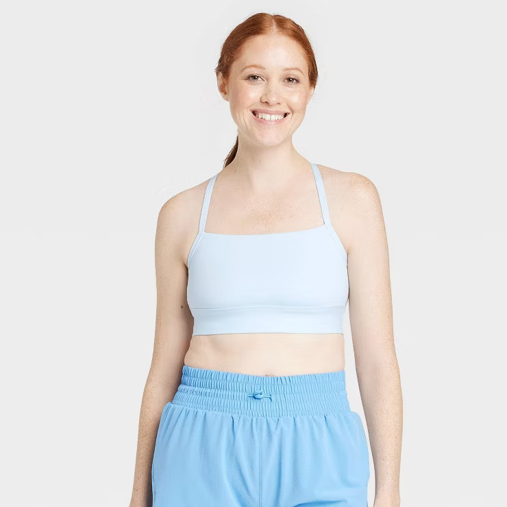 Women's Light Support Brushed Sculpt Halter Midline Sports Bra - All in Motion™ | Target