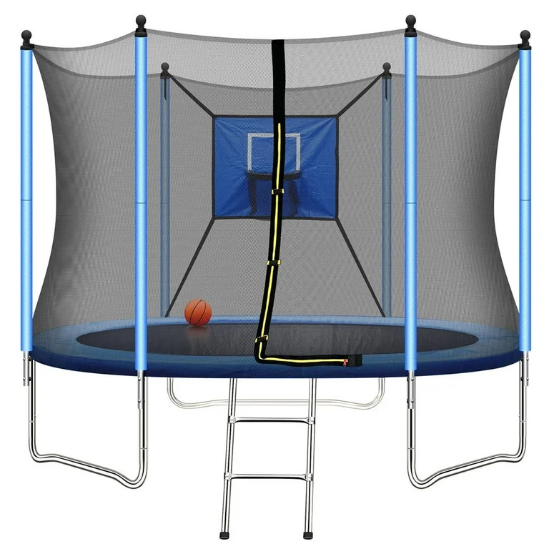 8FT Kids Recreational Trampoline with Basketball Hoop, Enclosure Net and 2 Steps Ladder for Indoo... | Walmart (US)