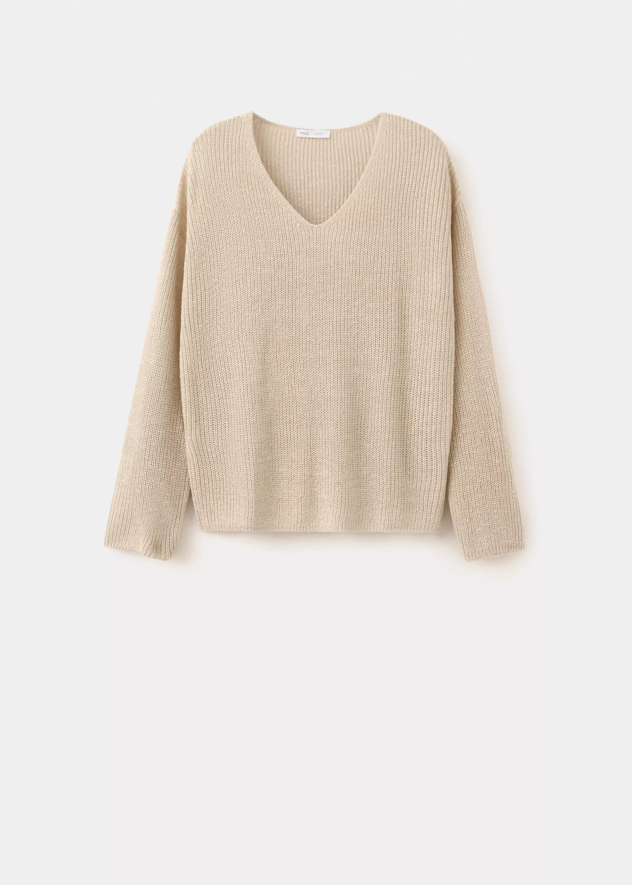 V-neck knitted sweater with lace pattern | Mango (US/MX/AU)