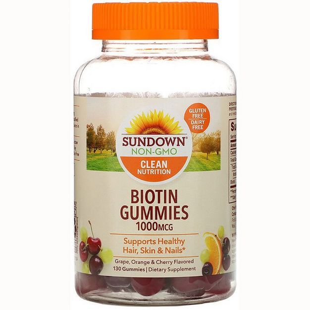 Sundown Naturals Vitamin B Biotin 1,000 mcg Gummy - Grape, Orange & Cherry Flavored 130ct | Target