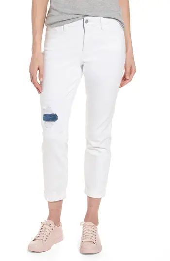 Women's Nydj Ripped Stretch Ankle Jeans, Size 0 - White | Nordstrom