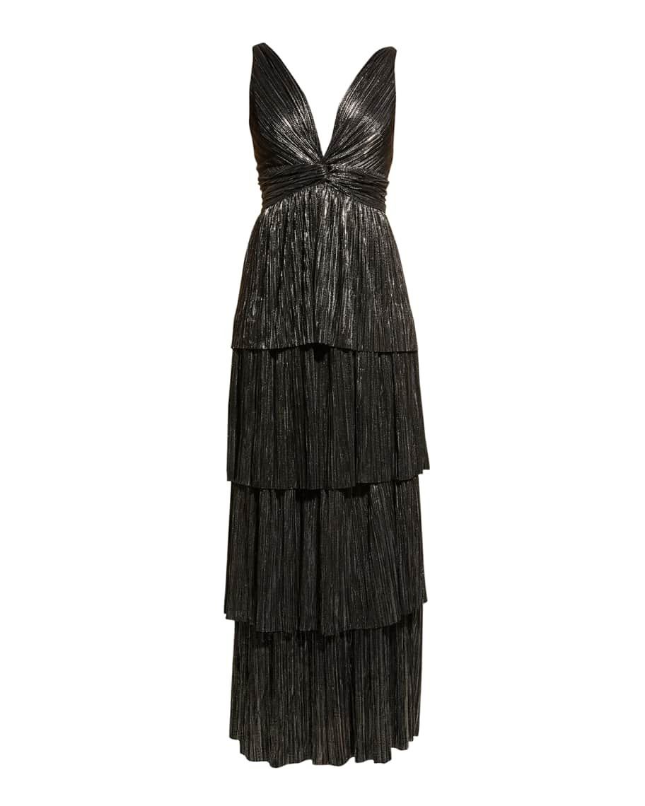 Sabina Musayev Delphina Pleated Tiered Maxi Dress | Neiman Marcus