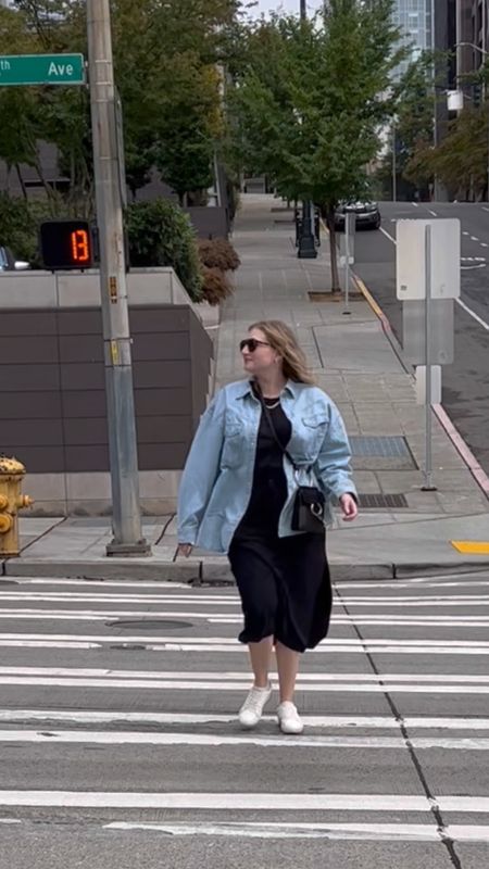 Jean jacket, midi dress, sneakers, and gold jewelry = perfect layering look for the fall transition 

#LTKSeasonal #LTKstyletip #LTKfindsunder100