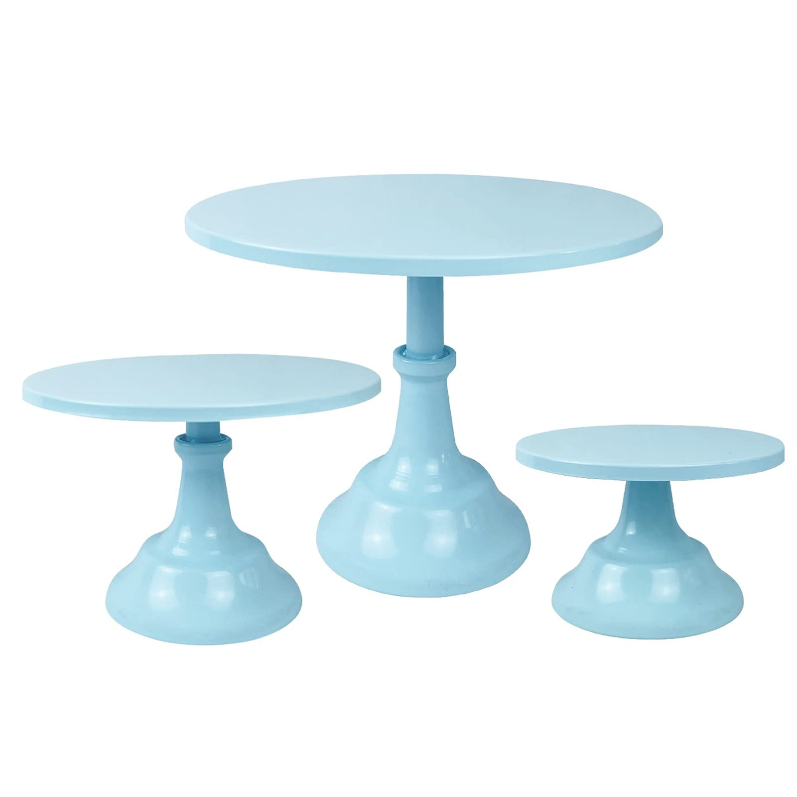 3 Pcs Cake Stand Set Blue Metal Cupcake Holder Dessert Display Plate Decor Serving Platter for Ba... | Amazon (US)