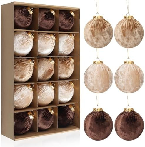 Christmas Tree Ornaments Velvet Balls - 15 Pack 3.15inch with Elegant Color, Velvet Fabric Wrinkl... | Amazon (US)