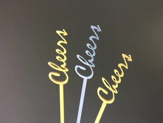 Cheers Stir Sticks // Cocktail Stirrers, Drink Stirrers, Swizzle Sticks, Color Acrylic, Set of 6 | Etsy (US)