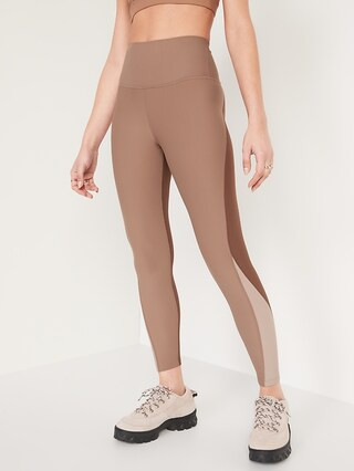 High-Waisted PowerSoft Color-Block 7/8-Length Compression Leggings for Women | Old Navy (CA)