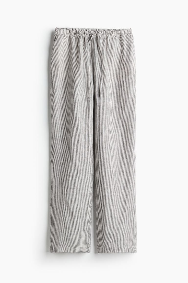 Linen trousers - Beige/Striped - Ladies | H&M GB | H&M (UK, MY, IN, SG, PH, TW, HK)