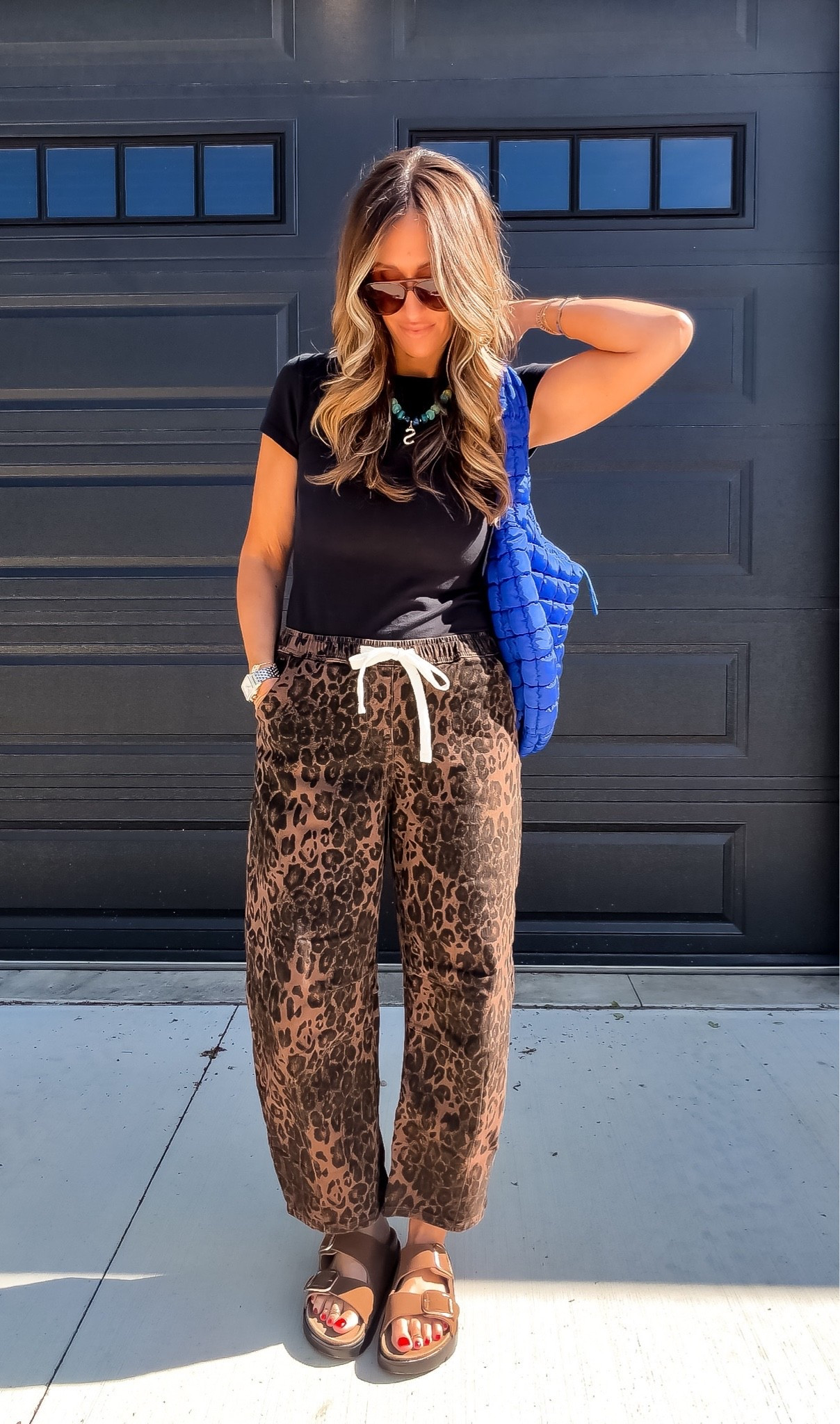 These leopard pants are the definition of comfy but cute. The relaxed fit makes them perfect for everyday wear, but the print and bright blue bag make the whole look feel so fun and styled. This is the kind of outfit I would wear on repeat for errands, travel days, coffee runs, and casual weekends.

leopard pants outfit, amazon fashion finds, comfy casual outfits, everyday outfit inspo, travel outfit ideas, casual chic style, cool girl casual outfit, trendy amazon clothing, relaxed fit pants, summer casual fashion, effortless everyday style, airport outfit inspo, themominstyle

#LTKootd #LTKSeasonal #LTKOver40