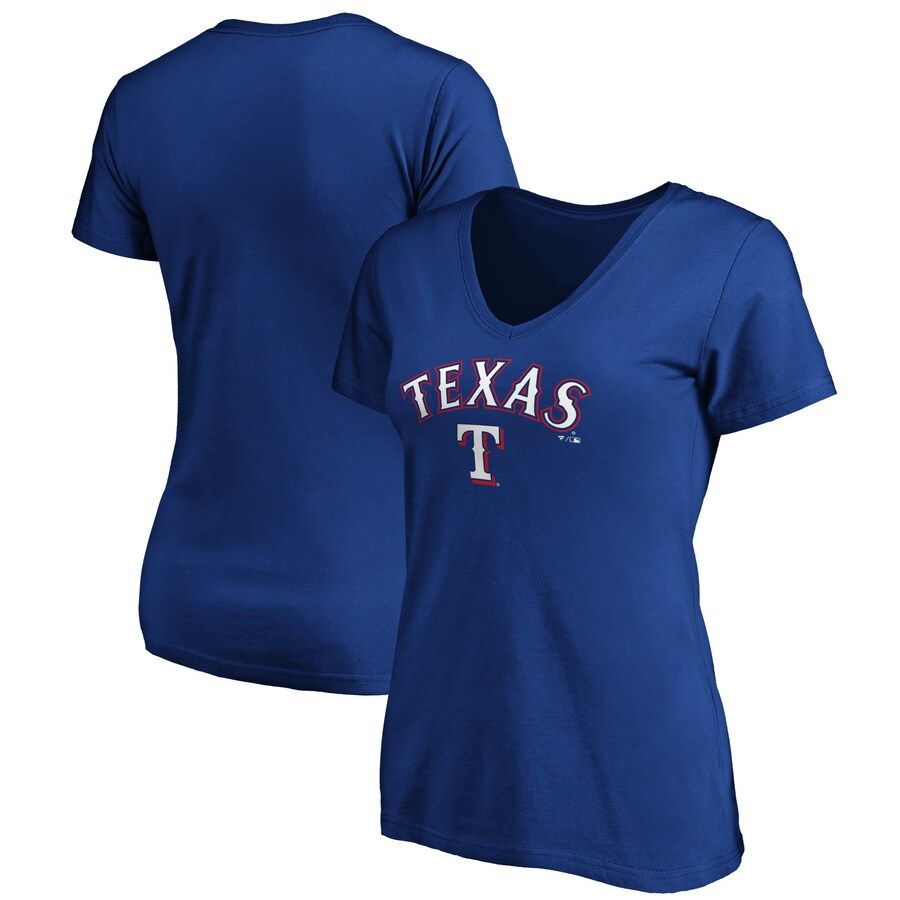 Texas Rangers Fanatics Branded Women's Team Logo Lockup V-Neck T-Shirt - Royal | Fanatics