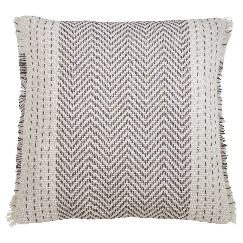 22"x22" Oversize Kantha Stitched Square Throw Pillow Cover Gray - Saro Lifestyle | Target