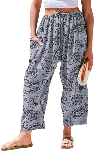 TARSE Womens Linen Wide Leg Pants Casual Loose Drawstring Summer 2026 Beach Travel Vacation Palaz... | Amazon (US)