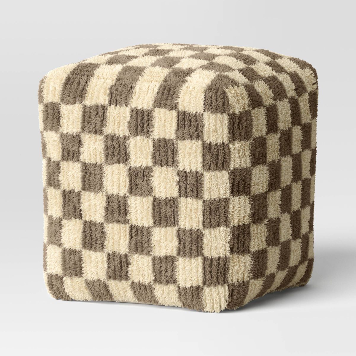 Checkerboard Pouf Cream/Brown - Threshold™ | Target