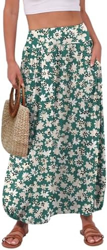 ANRABESS Women's Maxi Skirt Summer Trendy High Waisted Boho Flowy Long Skirts 2026 Spring Fashion... | Amazon (US)