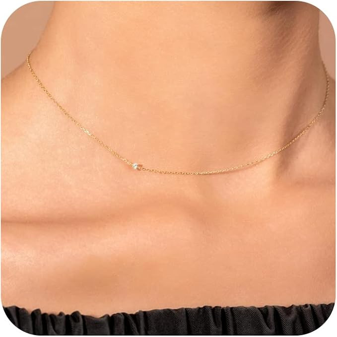 Fwlisesa Gold Necklace for Women, 14k Gold Plated Diamond Necklaces Dainty Gold CZ Pendant Neckla... | Amazon (US)