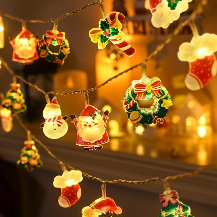 LOLStar Christmas Fairy String Lights, 20 LED Xmas Warm White Lights Hanging Decors with Santa Cl... | Amazon (US)