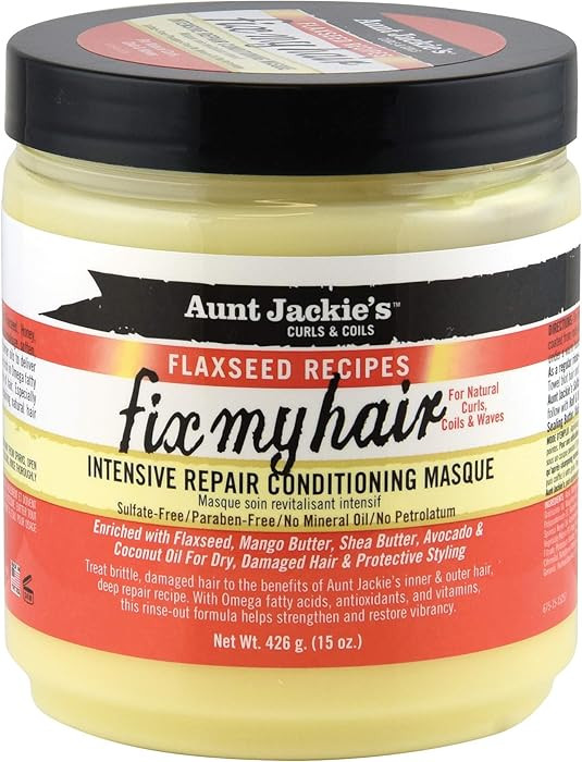 Aunt Jackie's Flaxseed Recipes Fix My Hair, Intensive Repair Conditioning Masque, Helps Prevent a... | Amazon (US)