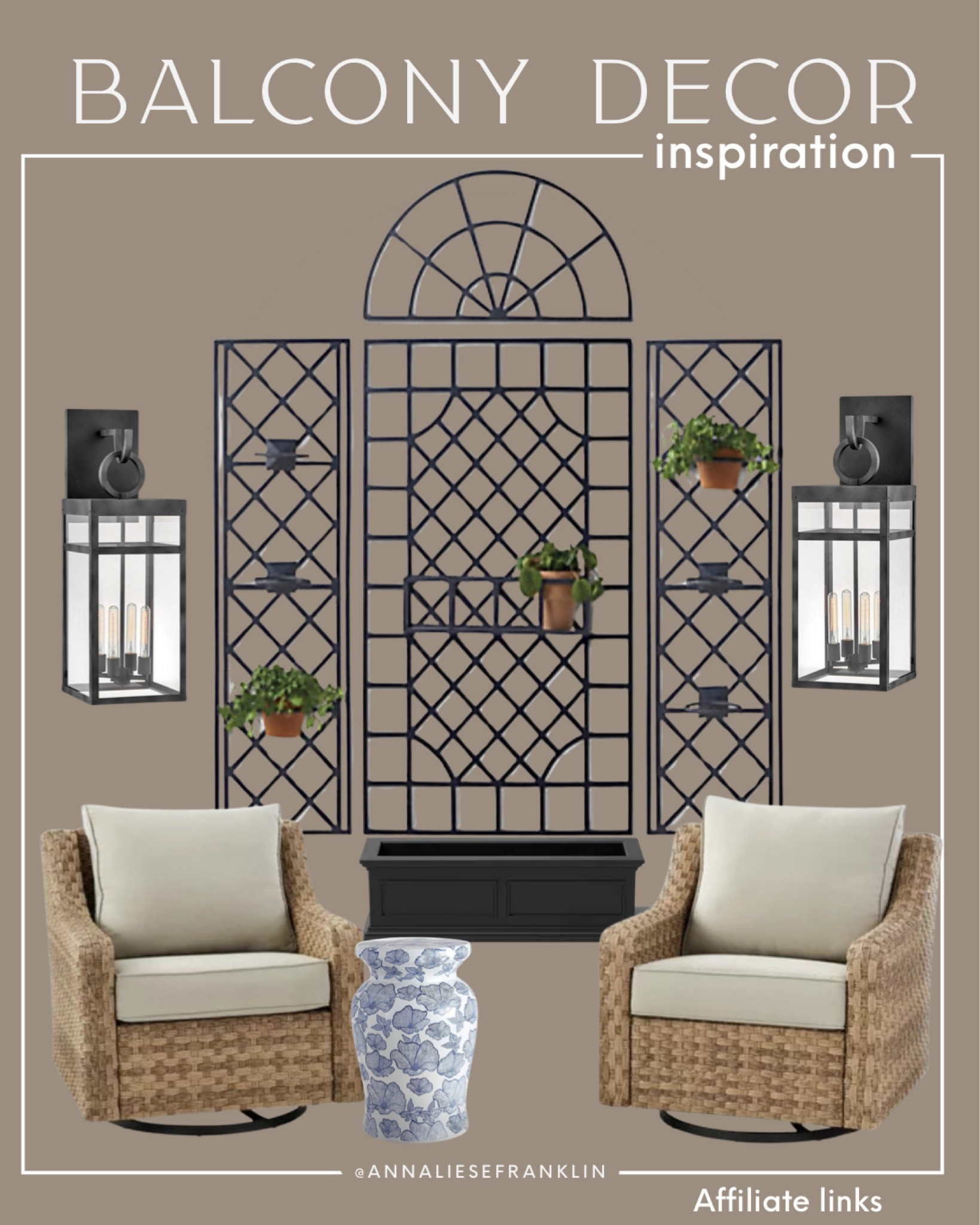 Home decor • balcony decor • outdoor decor • outside furniture • backyard styling • backyard decor • outdoor lighting • wall trellis • outdoor wall decor • swivel chairs • blue and white home decor • garden stool • 

#LTKfamily #LTKhome
