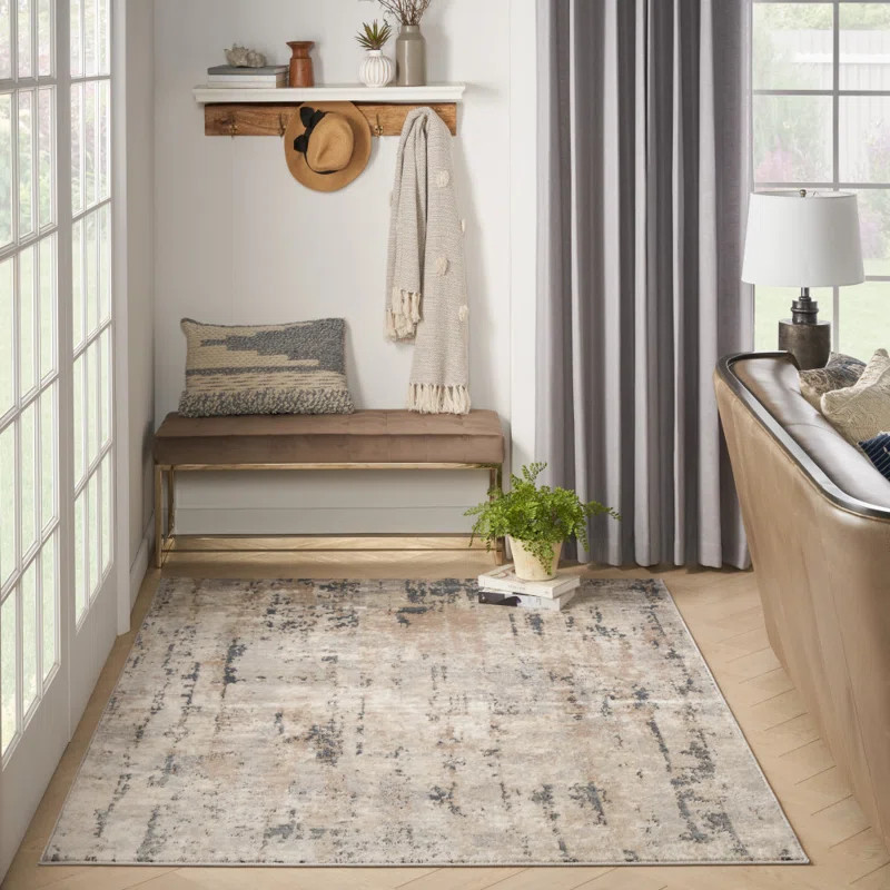 Addie Abstract Modern Machine Woven Area Rug in Beige/Gray | Wayfair North America