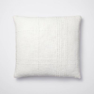 Euro Texture Tonal Plaid Decorative Throw Pillow Off White - Threshold&#8482; designed with Studi... | Target
