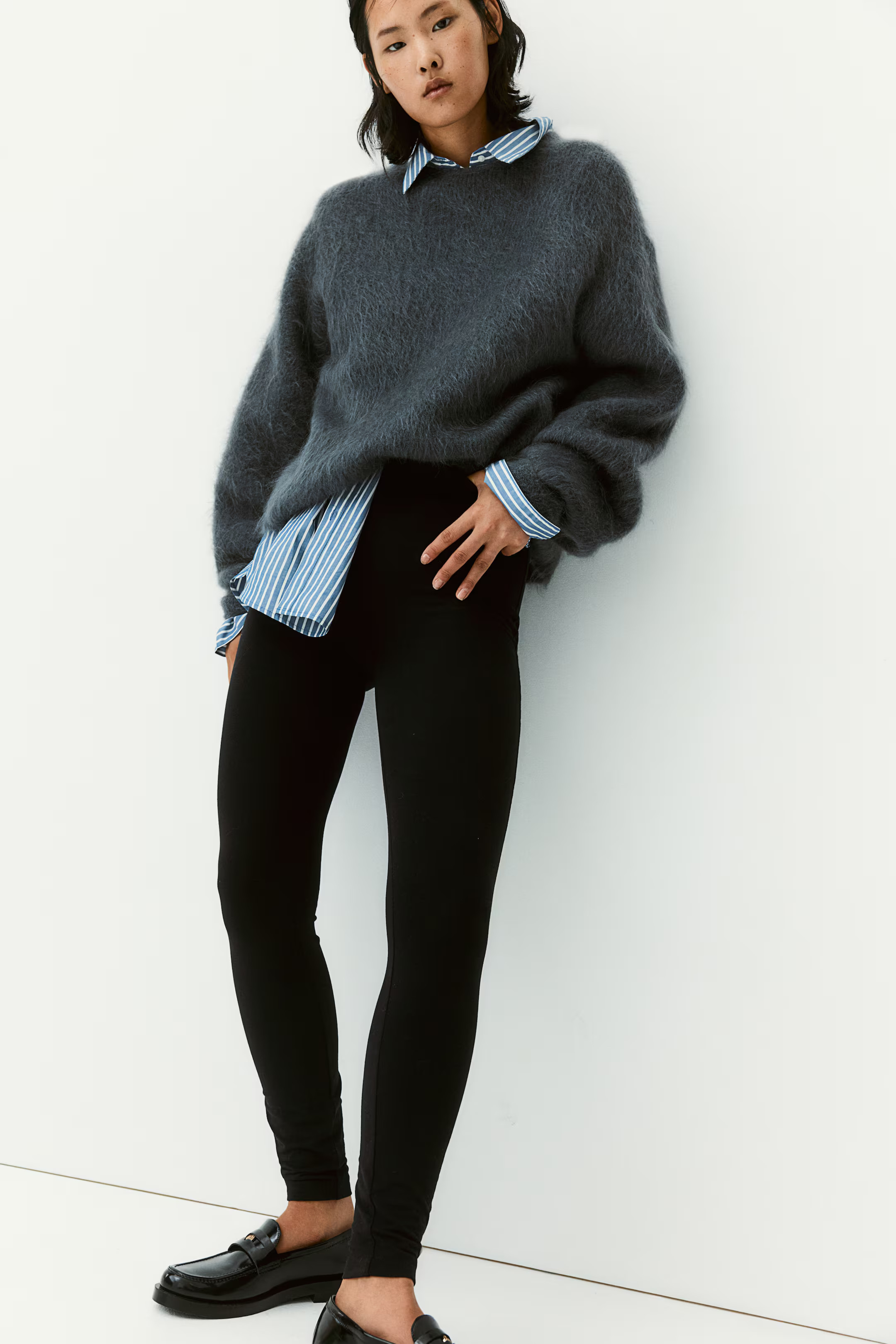 Jerseyleggings - Normale Bundhöhe - Lang - Schwarz - Ladies | H&M AT | H&M (DE, AT, CH, NL, FI)