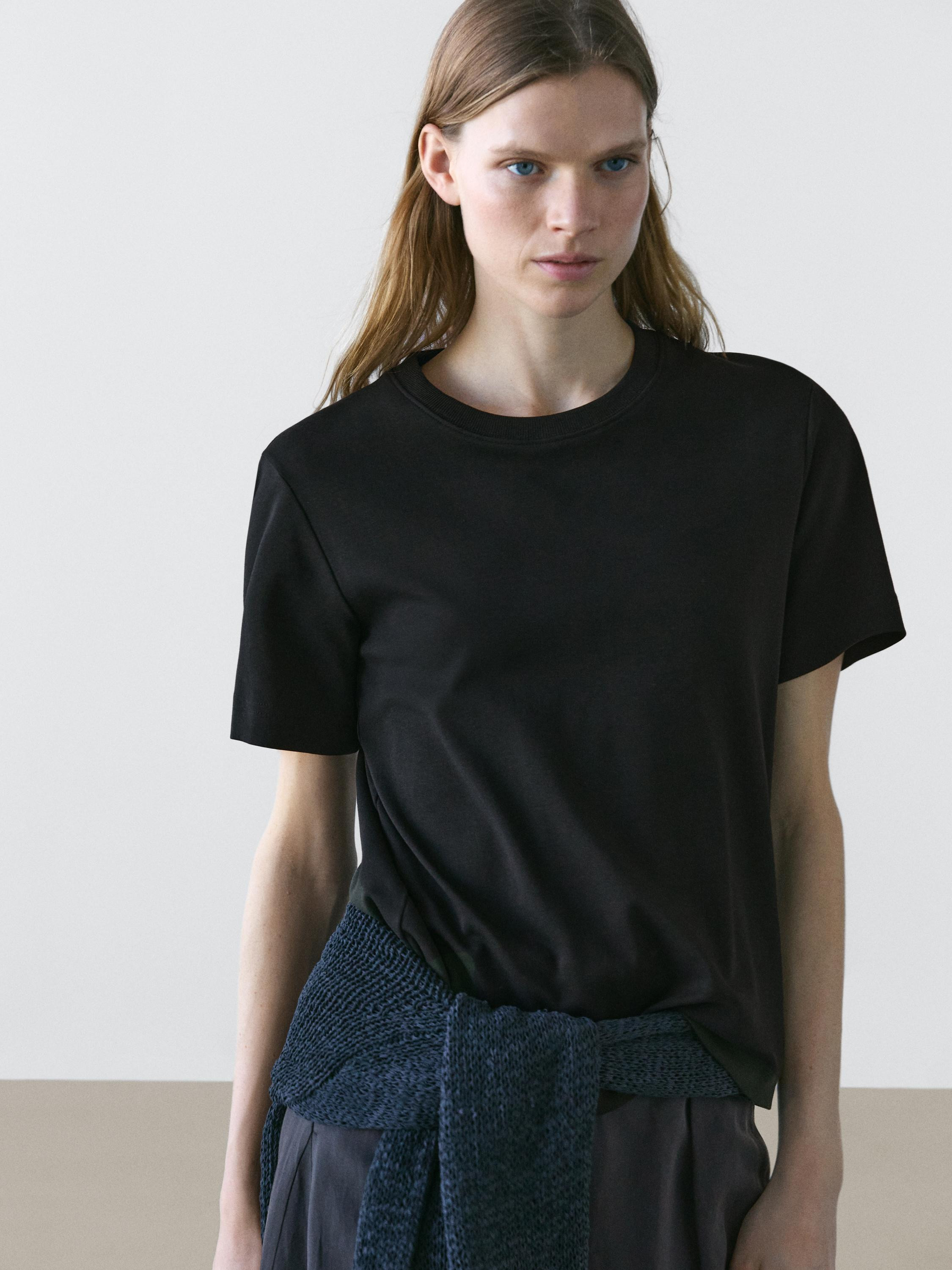 100% cotton interlock crew neck T-shirt | Massimo Dutti UK