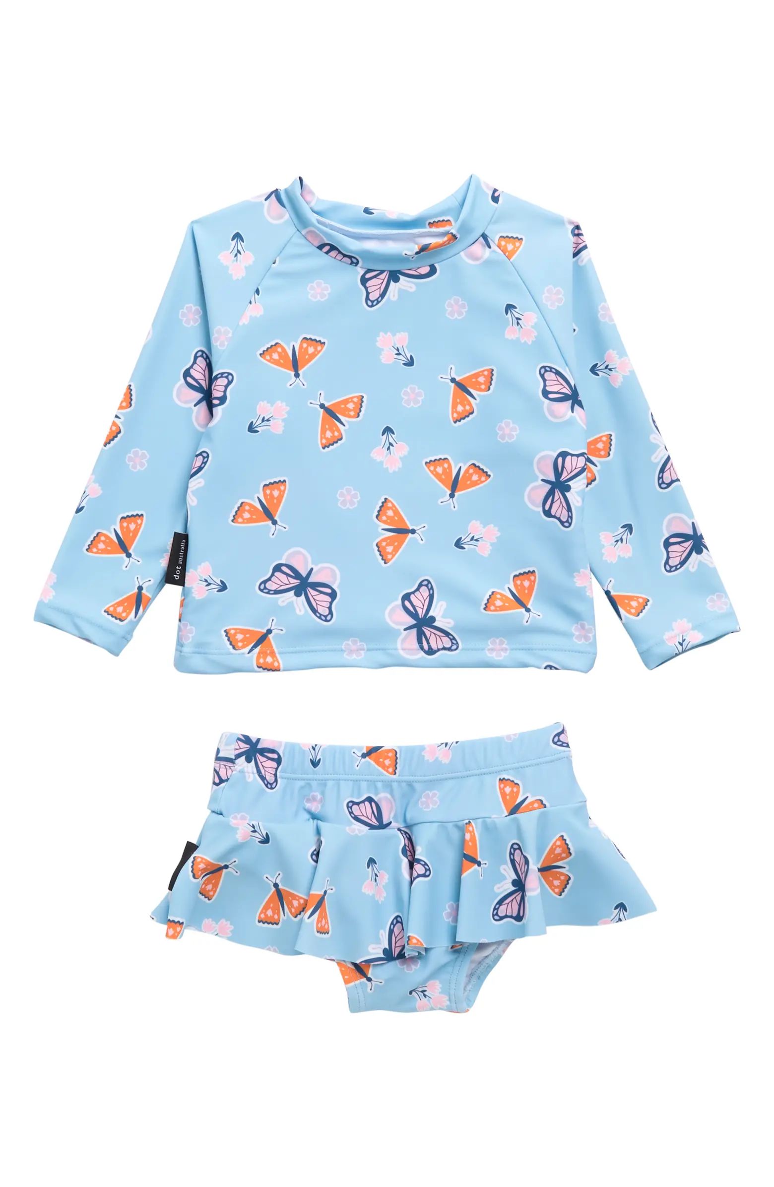 Long Sleeve Butterfly Two-Piece Swimsuit | Nordstrom Rack