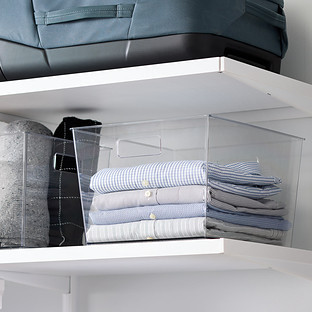 Everything Organizer® Tapered Bin w/ Divider Clear | The Container Store